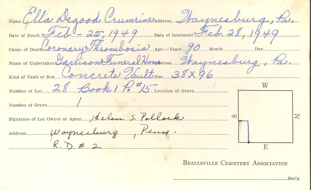 burial card